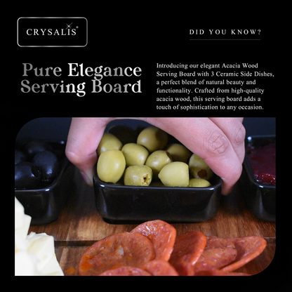 CRYSALIS Premium Serving Board [Set of 4] Charcuterie Tray - Acacia Wood