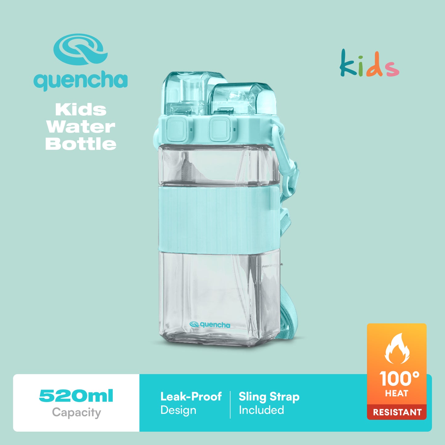 Quencha 520ml Water Bottle Lunch Kit for Kids