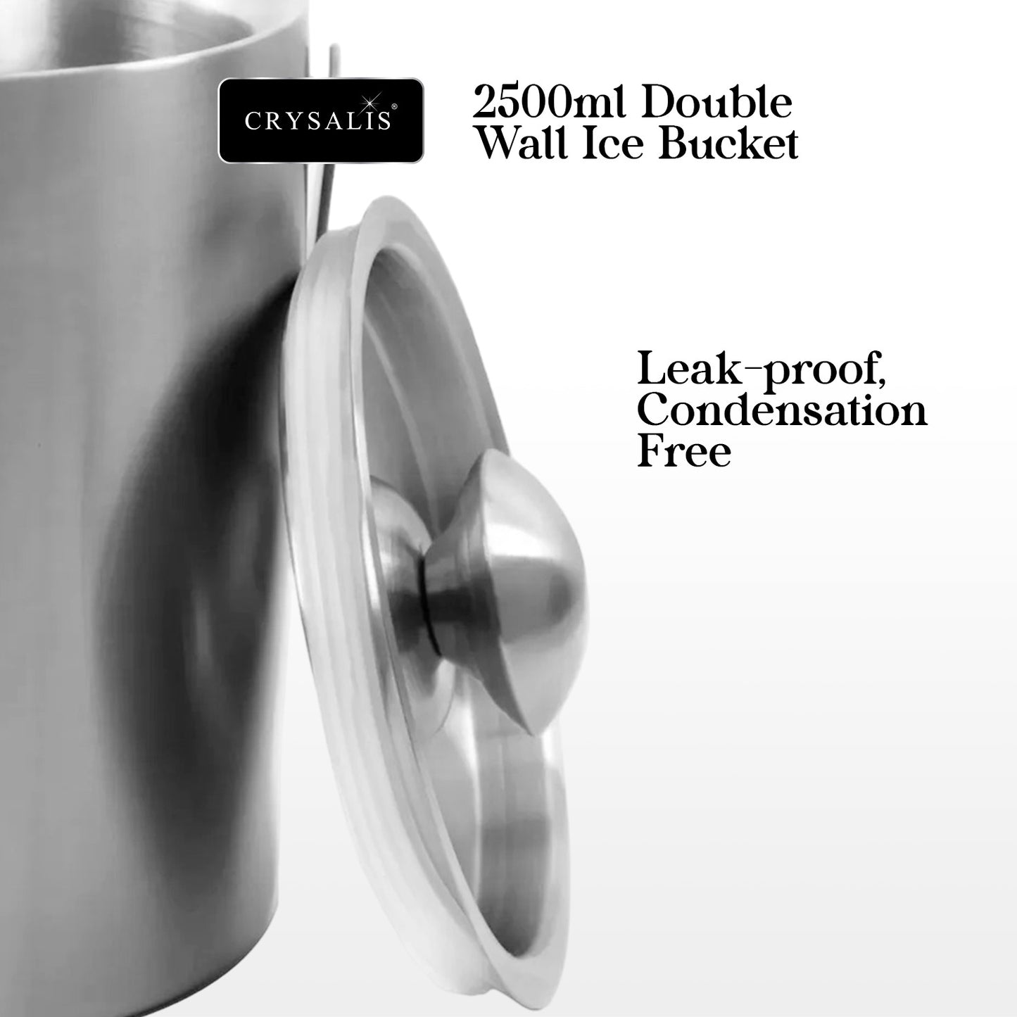 2500ml CRYSALIS Stainless Steel Ice Bucket with Tong