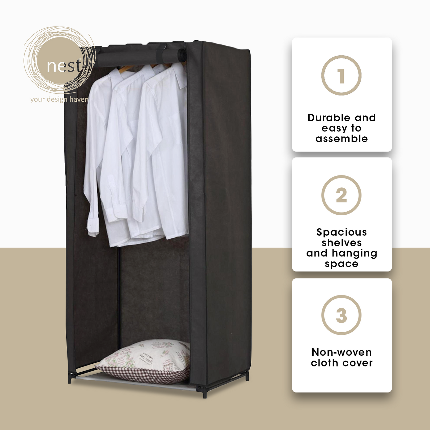 NEST DESIGN LAB Portable Wardrobe Clothes Storage