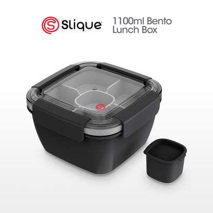 SLIQUE Premium Lunch Box w/ Compartments 1000ml1L (Black)