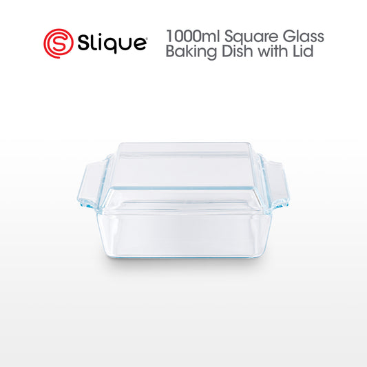 SLIQUE Premium Borosilicate Rectangular Glass Baking Dish 1000ml