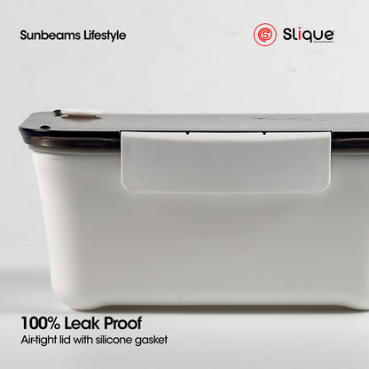 SLIQUE Premium Stainless Steel Insulated Lunch Box w/ Compartment 900ml BPA Free (WHITE)