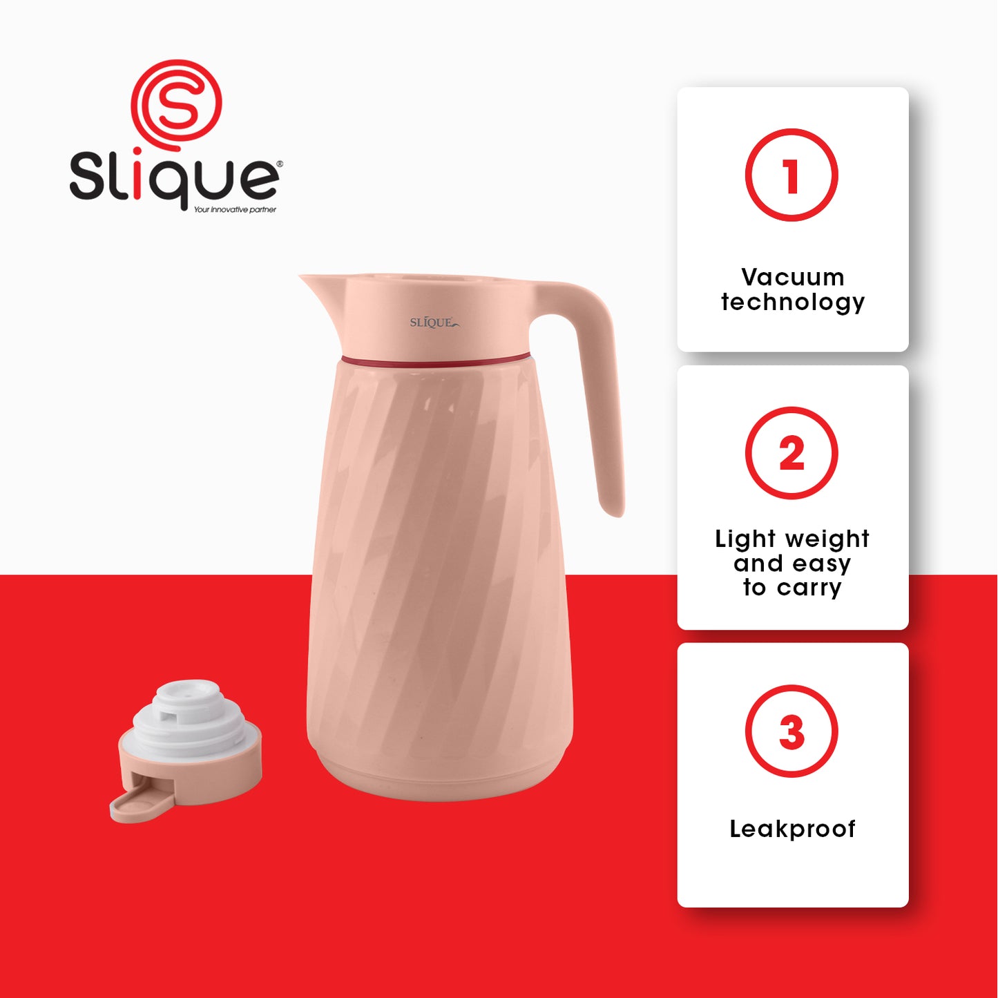 SLIQUE Premium Vacuum Flask1000ml (Coral)