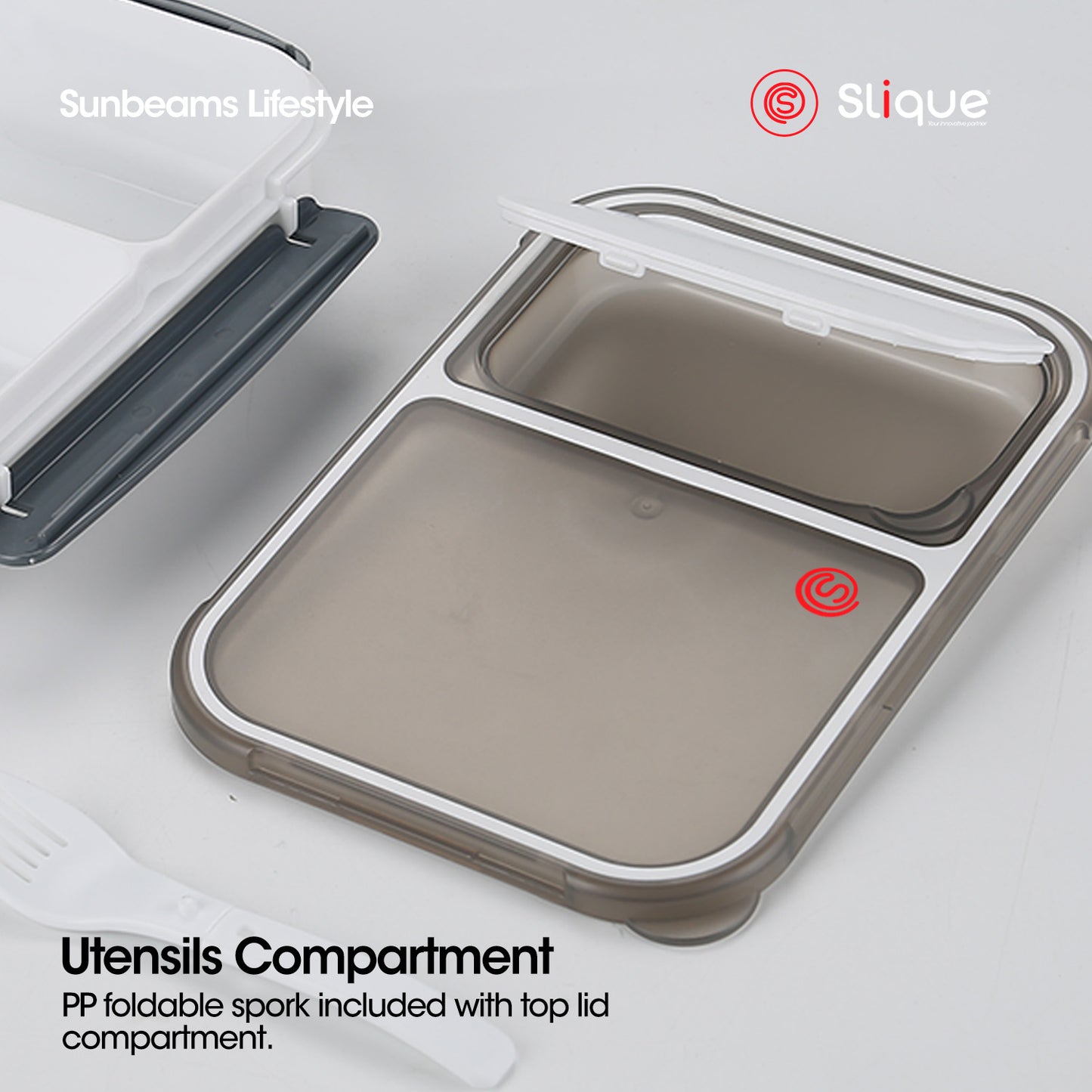 SLIQUE Premium Lunch Box w/ Compartments 1200ml|1.2L(White)