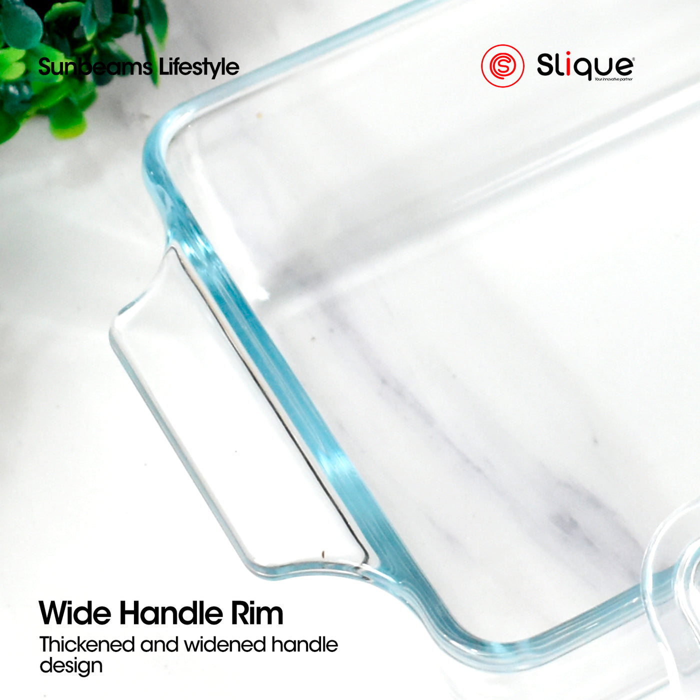 SLIQUE Premium Borosilicate Rectangular Glass Baking Dish 1000ml