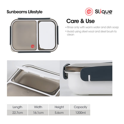 SLIQUE Premium Lunch Box w/ Compartments 1200ml|1.2L(White)