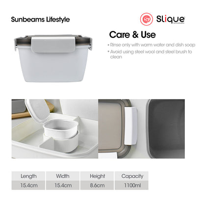 SLIQUE Premium Lunch Box w/ Compartments 1000ml1L (White)