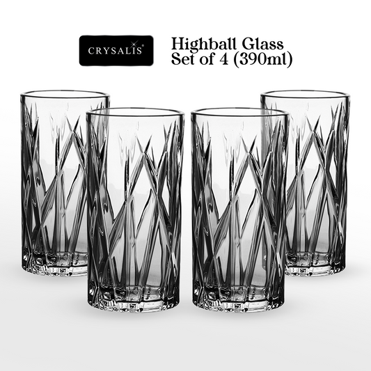 CRYSALIS Royalty Highball Glass 4pcs Set 390ml | 14oz