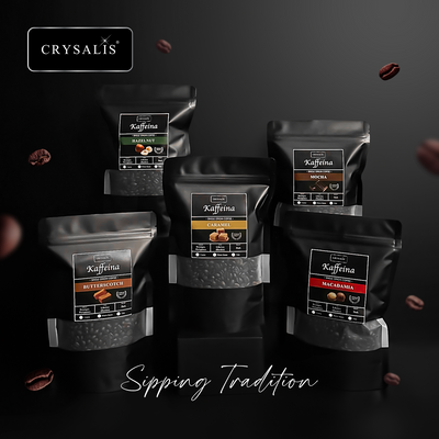 CRYSALIS PREMIUM KAFFEINA Coffee Beans 250g | 8.8oz Butterscotch | Caramel | Hazelnut | Macadamia | Mocha - Dark Coffee