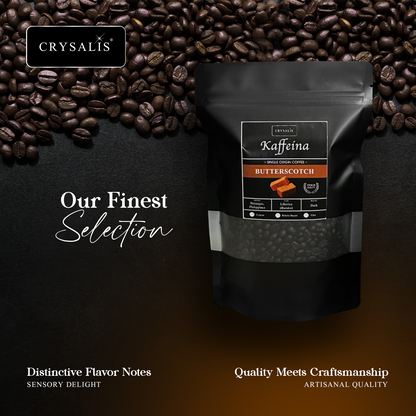 CRYSALIS PREMIUM KAFFEINA Coffee Beans 250g | 8.8oz Butterscotch | Caramel | Hazelnut | Macadamia | Mocha - Dark Coffee