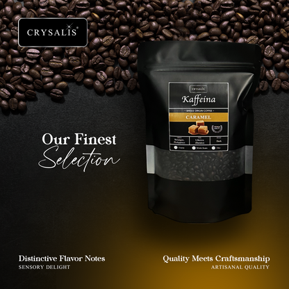 CRYSALIS PREMIUM KAFFEINA Coffee Beans 250g | 8.8oz Butterscotch | Caramel | Hazelnut | Macadamia | Mocha - Dark Coffee