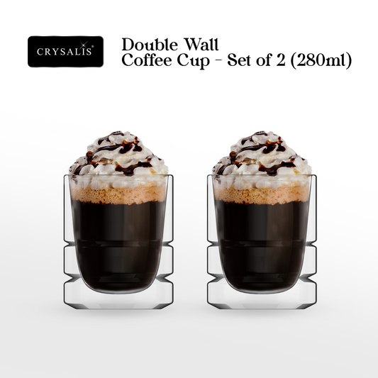 CRYSALIS Premium Coffee Cup w/out Handle Double Wall 80ml [Set of 2]