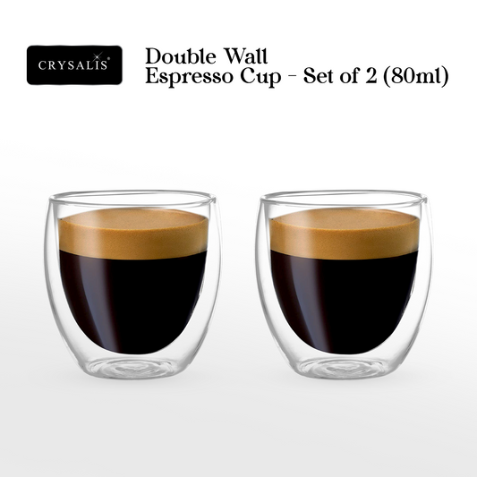 CRYSALIS Premium Coffee Cup Double Wall 80ml Set of 2