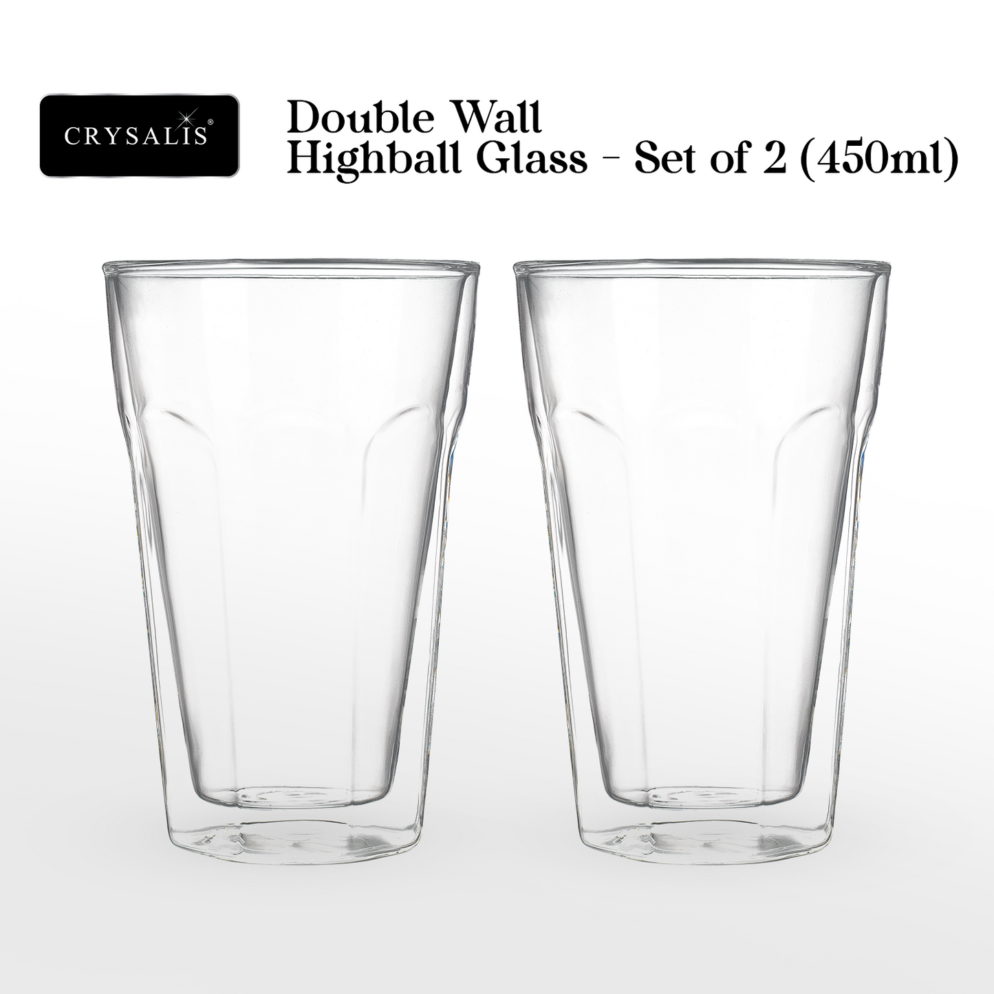 CRYSALIS Double-Wall Glass Shot Glass | Rock Glass | Highball Glass