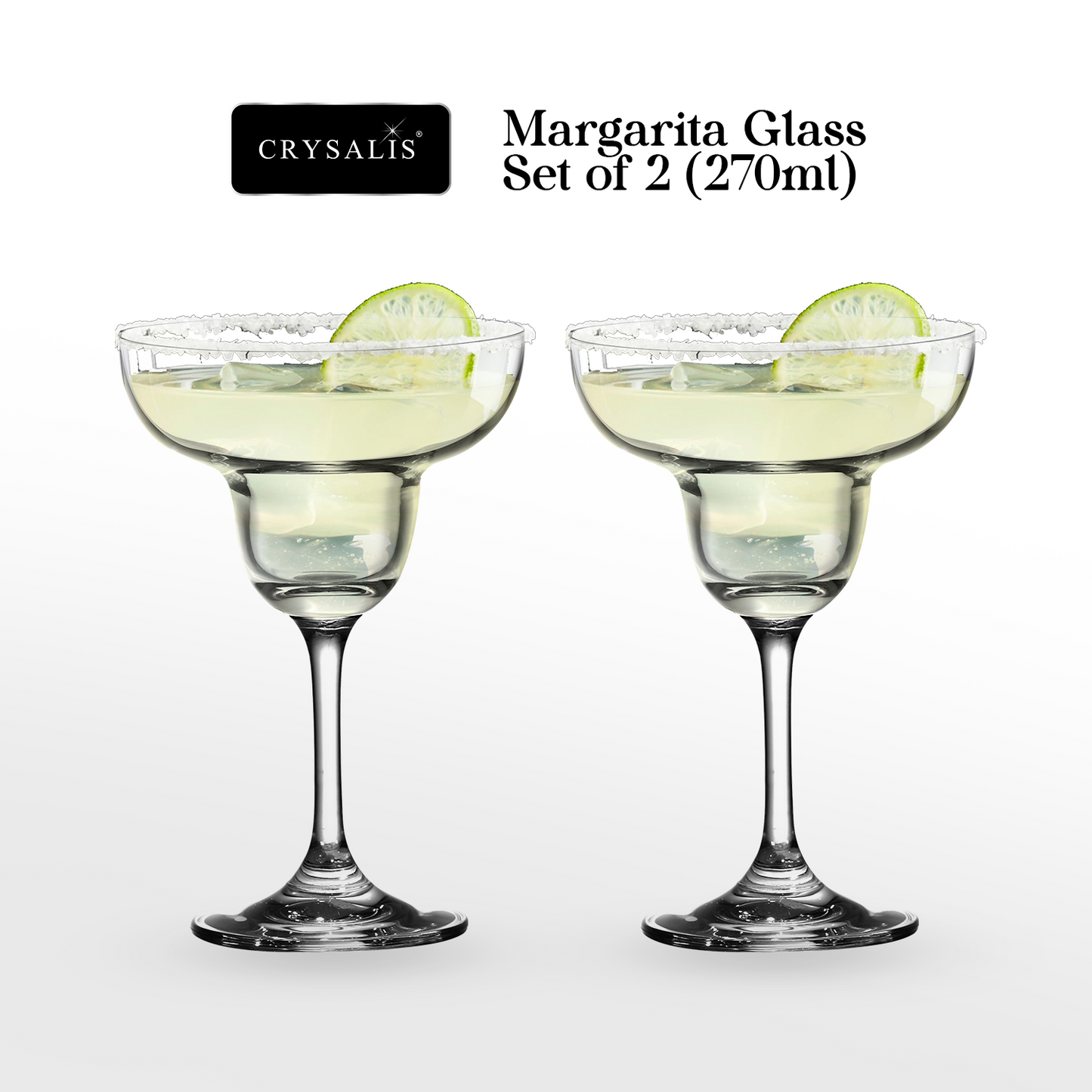 CRYSALIS Premium Crystal Stemware Margarita Glass [Set of 2] Cocktail Glass