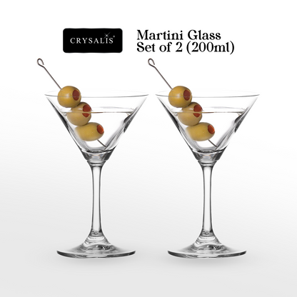 CRYSALIS Premium Martini Glass [Set of 2] Cocktail Glass 200ml | 6.76oz