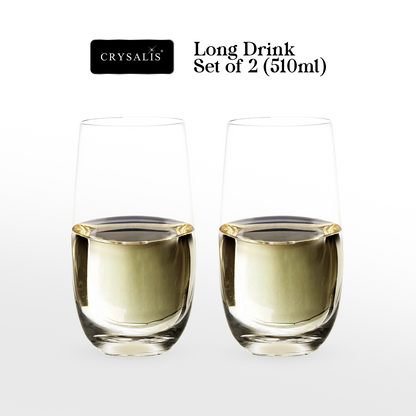 CRYSALIS Premium Long Drink Glass [Set of 2] Stemless Wine Glass 510ml