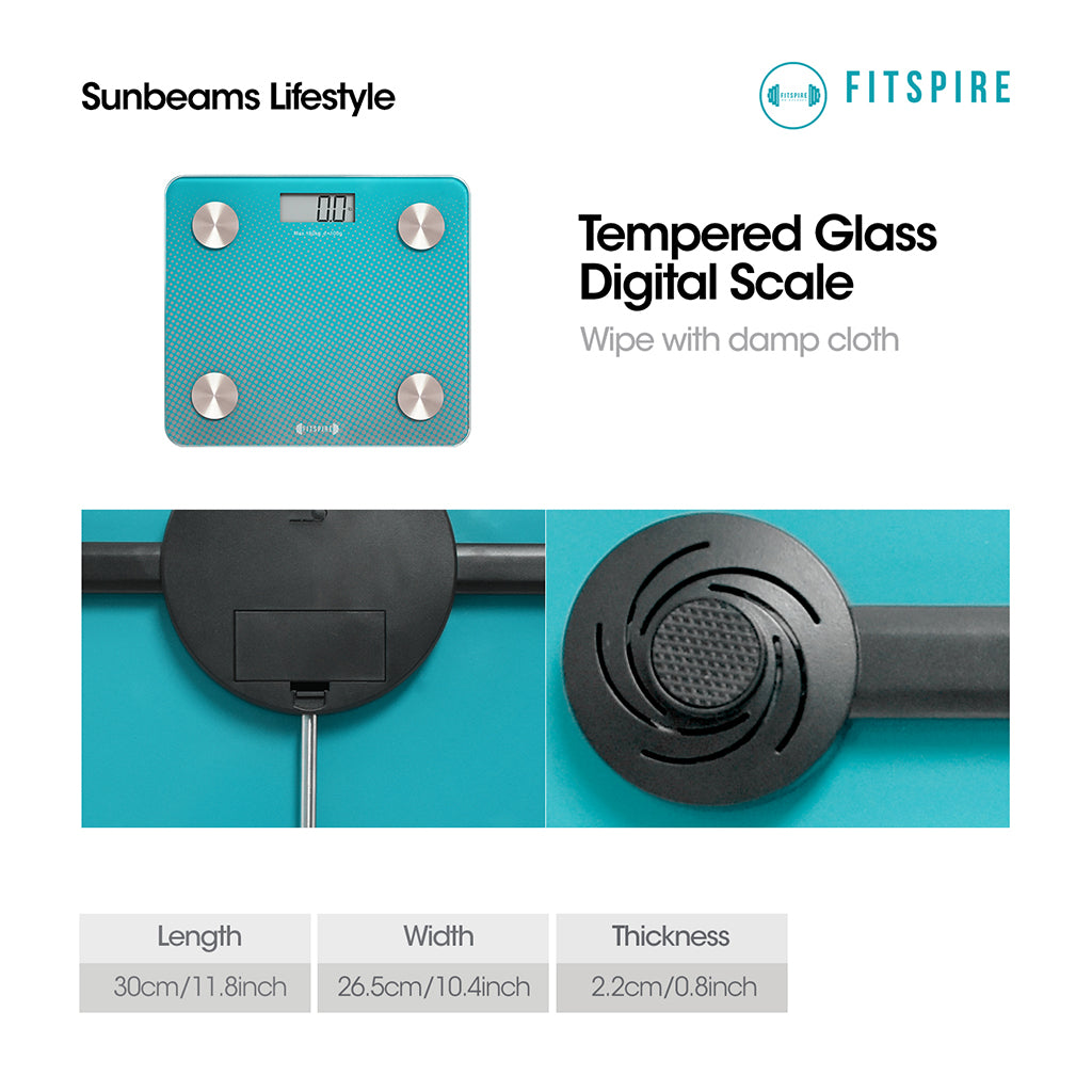 FITSPIRE Digital Weighing Scale Tempered Glass