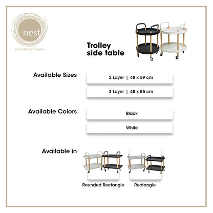 NEST DESIGN LAB 2 Tier Round Trolley Cart