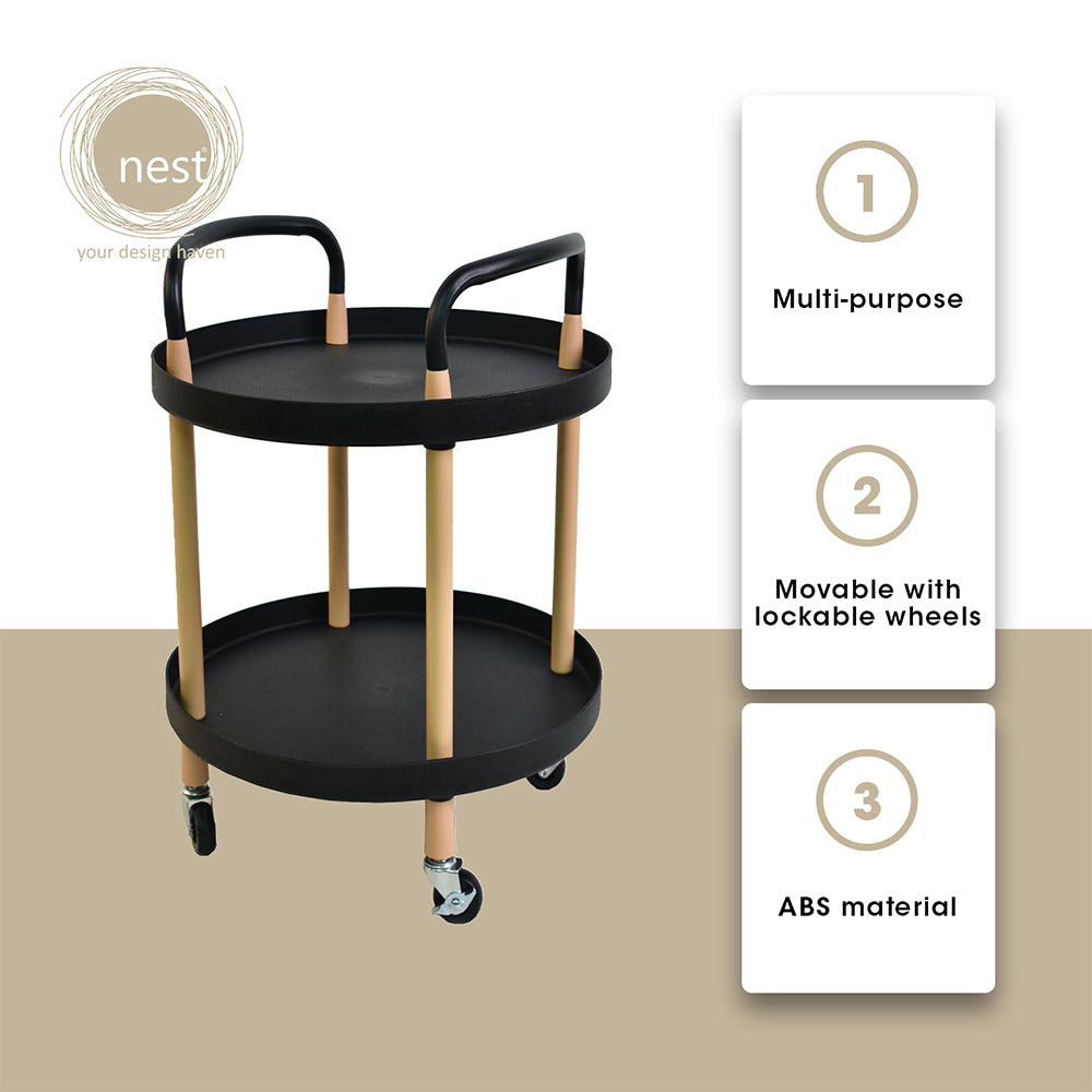 NEST DESIGN LAB 2 Tier Round Trolley Cart