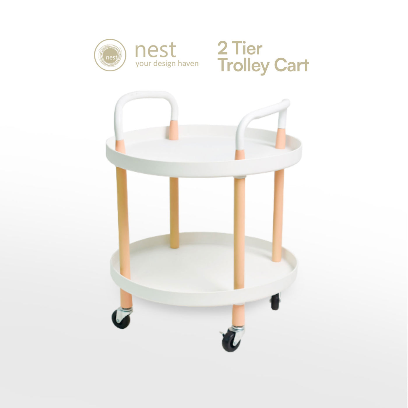 NEST DESIGN LAB 2 Tier Round Trolley Cart