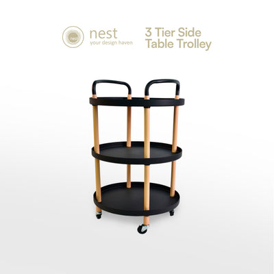 NEST DESIGN LAB 3 Tier Round Trolley Cart