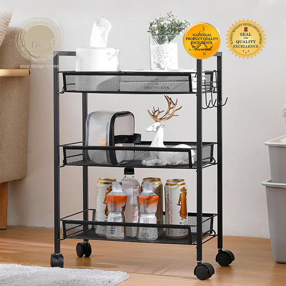 NEST DESIGN LAB 3 Multi-Tier Narrow Kitchen Storage Trolley Cart