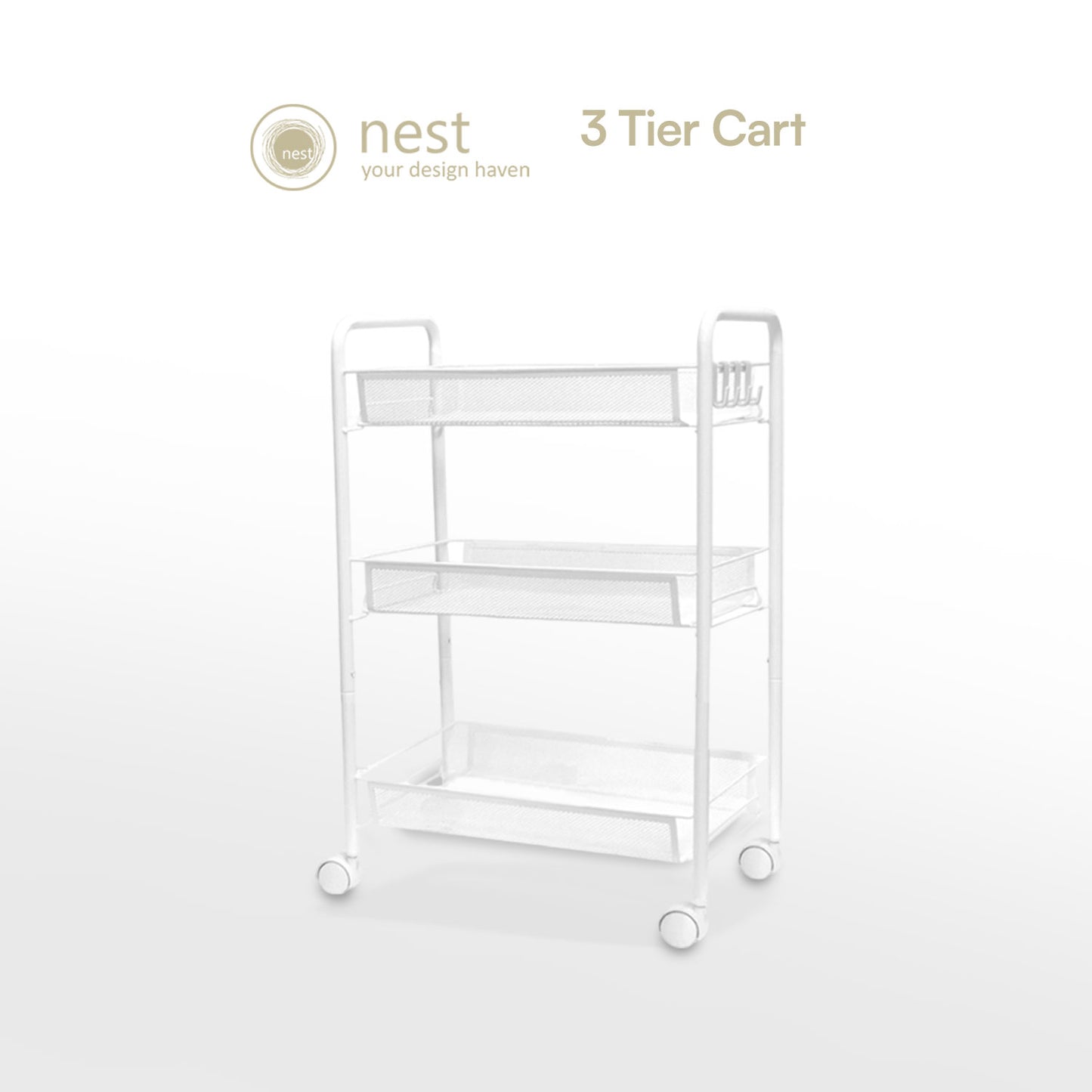 NEST DESIGN LAB 3 Multi-Tier Narrow Kitchen Storage Trolley Cart