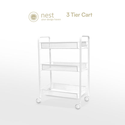 NEST DESIGN LAB Premium Narrow Kitchen Storage Trolley Cart - White