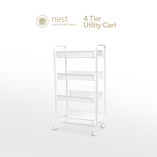 NEST DESIGN LAB Premium Narrow Kitchen Storage Trolley Cart - White