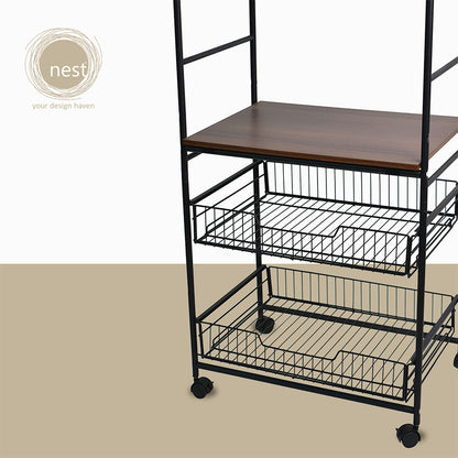 NEST DESIGN LAB  Premium Kitchen Basket Rack 4 tier with Wheels