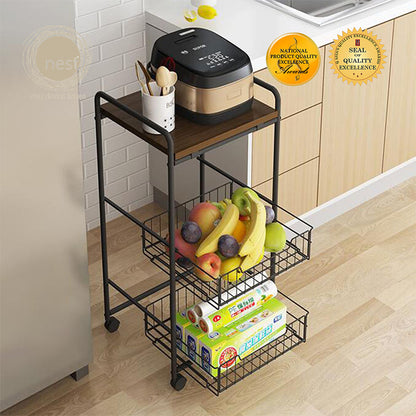 NEST DESIGN LAB  Premium Kitchen Basket Rack 4 tier with Wheels