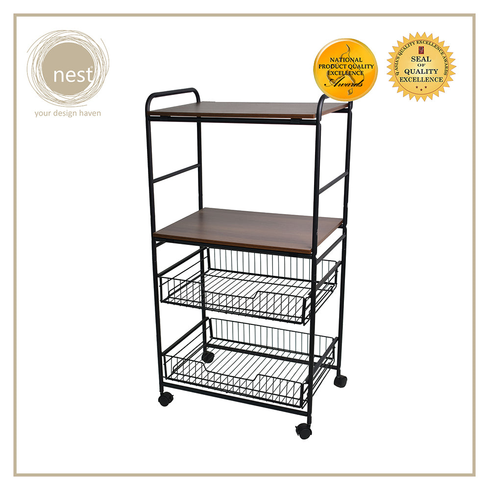 NEST DESIGN LAB  Premium Kitchen Basket Rack 4 tier with Wheels