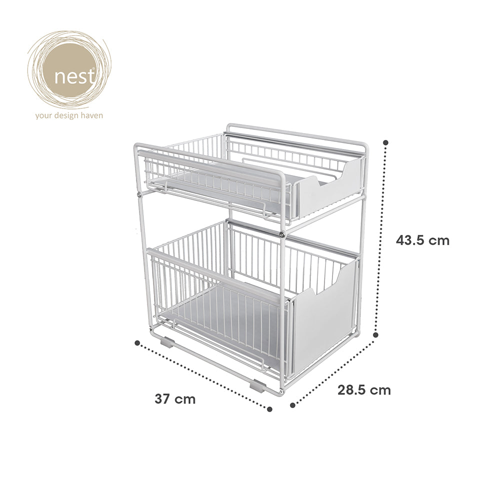 NEST DESIGN LAB Premium 2 Tier Kitchen Basket Storage