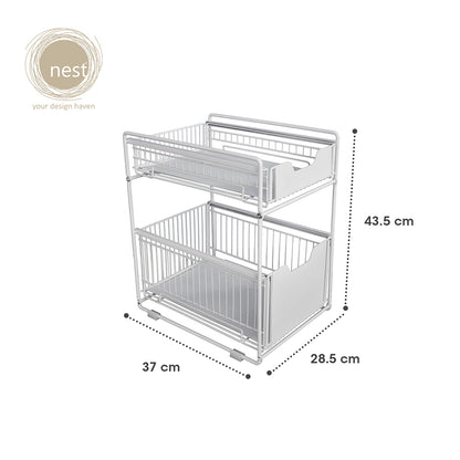 NEST DESIGN LAB Premium 2 Tier Kitchen Basket Storage