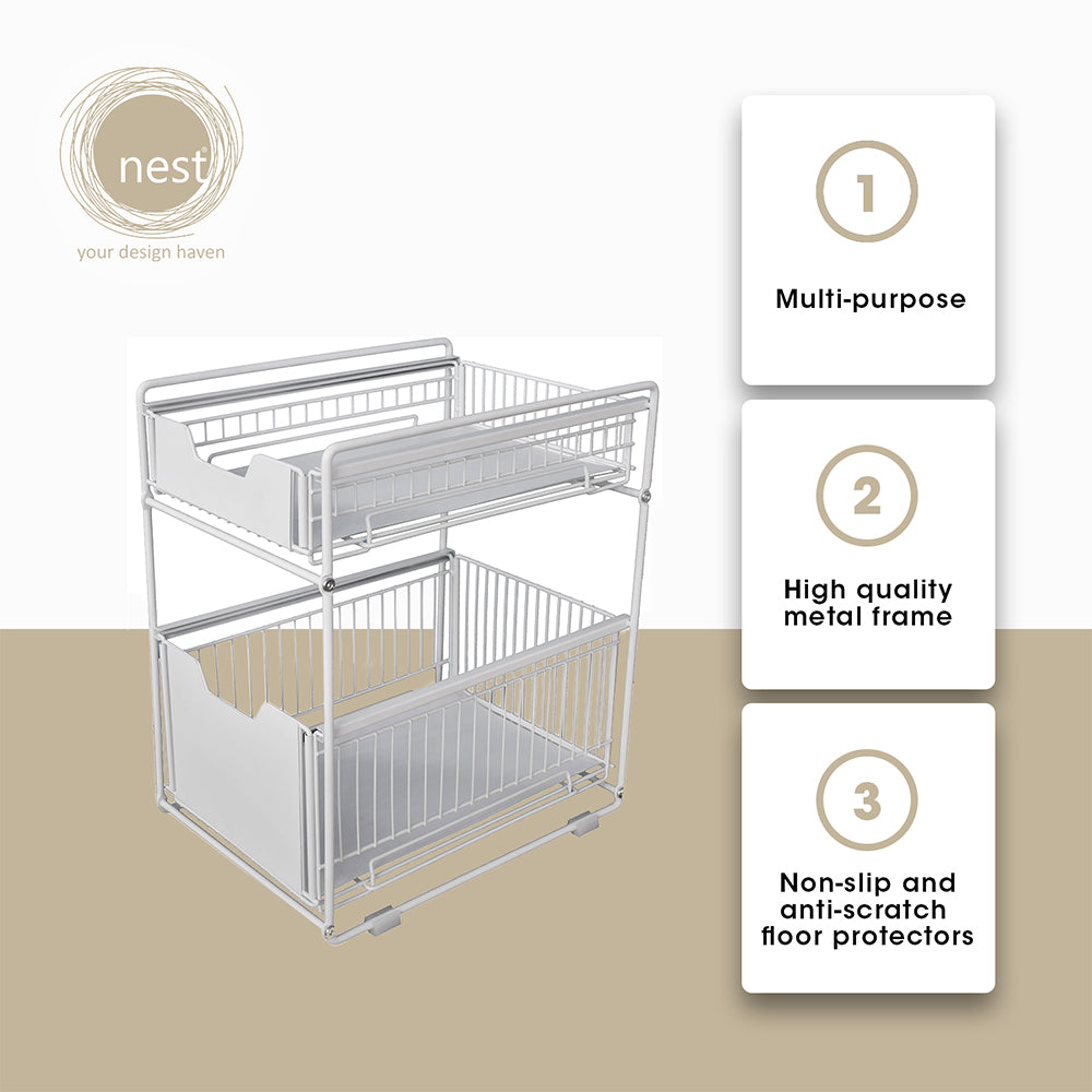 NEST DESIGN LAB Premium 2 Tier Kitchen Basket Storage