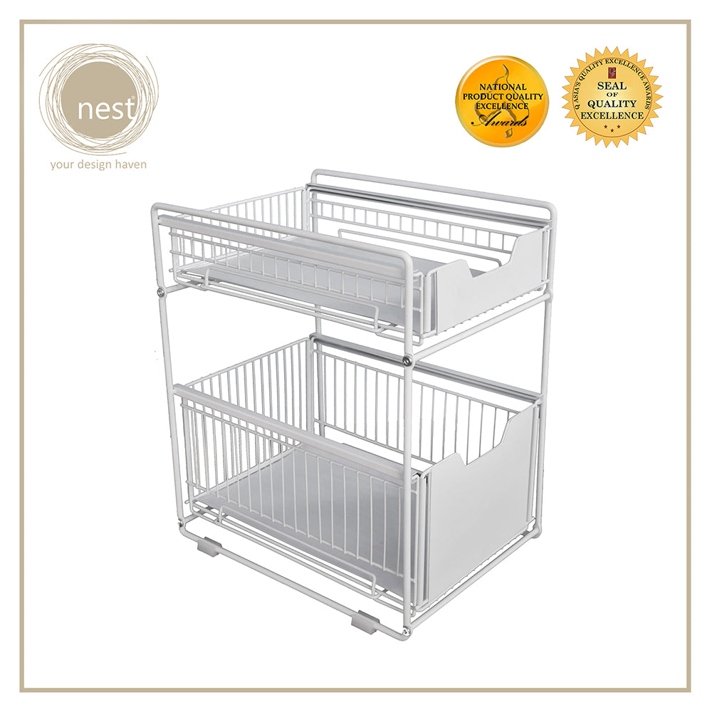 NEST DESIGN LAB Premium 2 Tier Kitchen Basket Storage