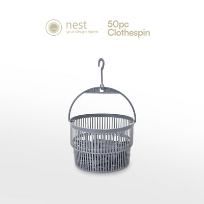 NEST DESIGN LAB Premium Clothes Pin with Basket Set of 50