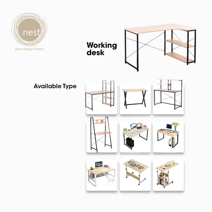 NEST DESIGN LAB L-Shaped Wooden Desktop With Shelves