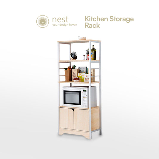 NEST DESIGN LAB Premium Kitchen Storage Rack with Cabinet Layer - Maple