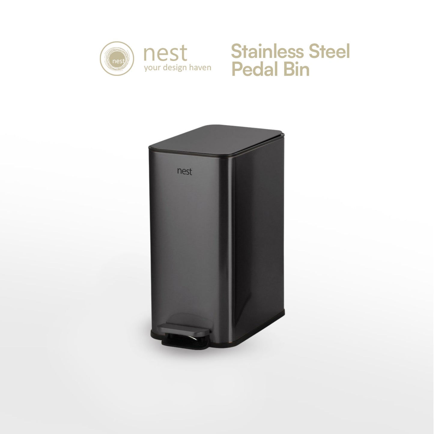 NEST DESIGN LAB Pedal Bin with Free 120pcs Disposable Trash Bags