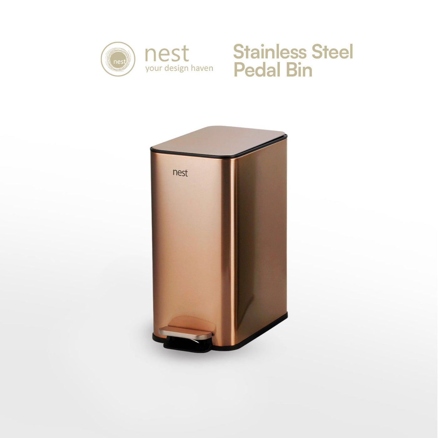 NEST DESIGN LAB Pedal Bin with Free 120pcs Disposable Trash Bags