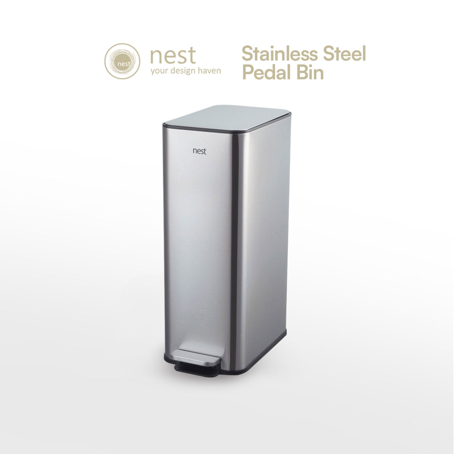 NEST DESIGN LAB Pedal Bin with Free 120pcs Disposable Trash Bags