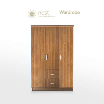 NEST DESIGN LAB Premium Wardrobe 3 Doors & 2 Drawers - Walnut