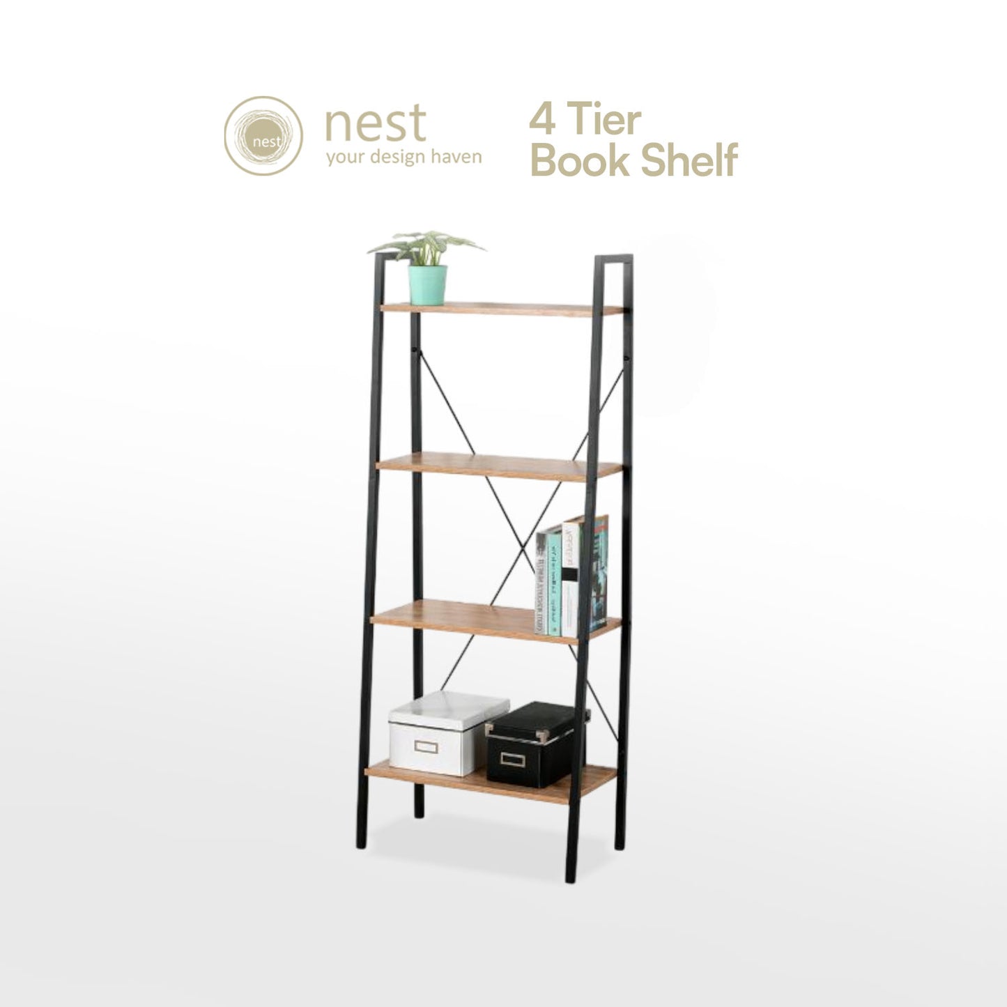 NEST DESIGN LAB 4-Tier Compact Multi-Purpose Shelf Ladder