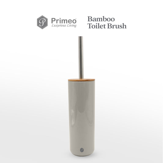 PRIMEO Premium Bamboo Toilet Bowl Brush with Holder