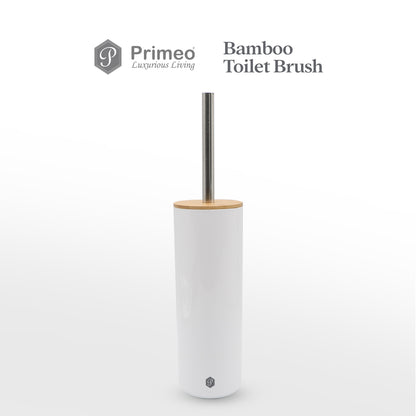 PRIMEO Premium Bamboo Toilet Bowl Brush with Holder