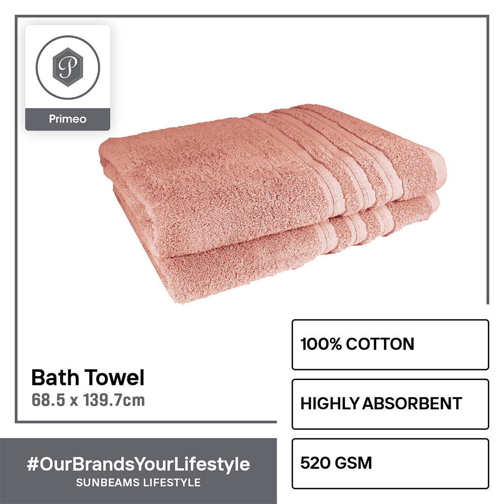 PRIMEO Premium 100% Cotton Bath Towel Set of 2