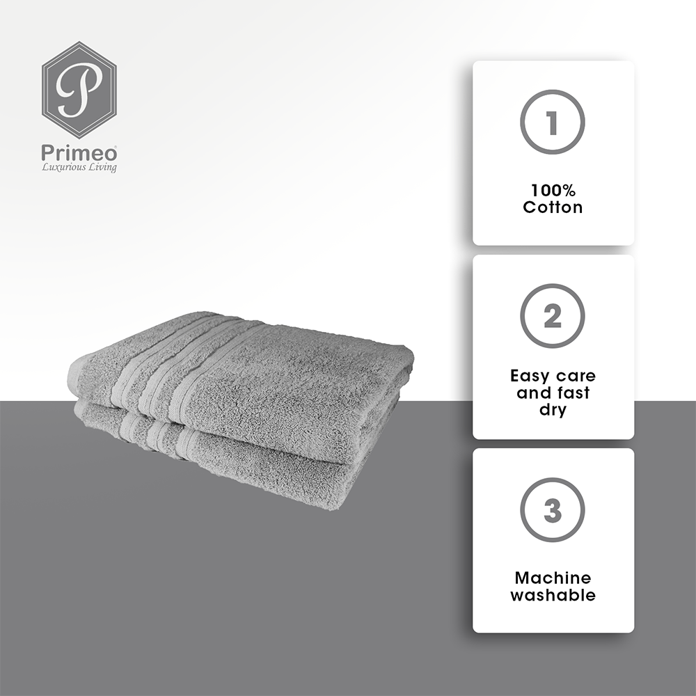 PRIMEO Premium 100% Cotton Bath Towel Set of 2